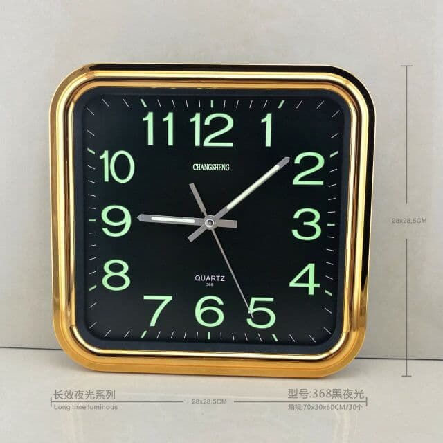 12inch Modern Wall-Mounted Square Luminous Clock, Creative Living Room Wall Clock, High-End Quartz Clock, Silent