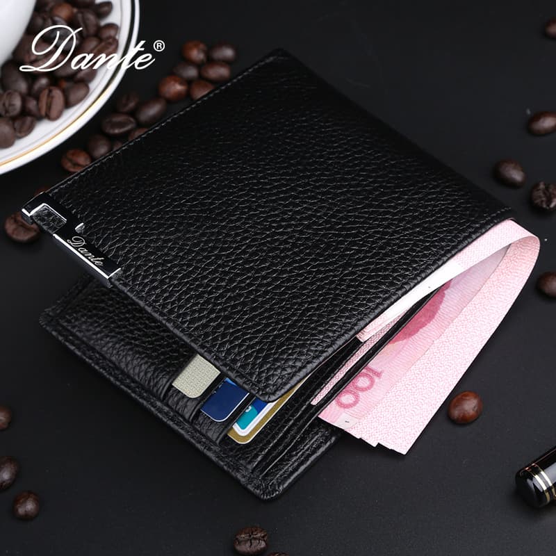 Men's Genuine Leather Wallet - Fashionable Soft Top-Layer Cowhide Short Money Clip Ultra-Thin Billfold Wallet for Export Cross-Border