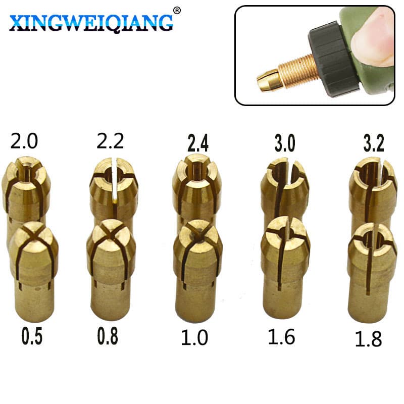 Electric Grinder Accessories Factory Price Wholesale Three-Jaw Copper Chuck Nuts 0.5-3.2mm Multi-Spec Copper Inserts