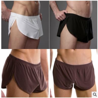 Men's Milk Silk Loose Breathable Boxer Shorts Sexy Arro Pants Open-Crotch Sleepwear Comfortable Knitted Nylon Underwear