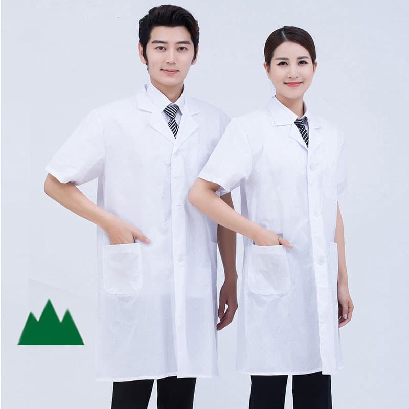 Summer Short Sleeve Work Uniform Doctor's Lab Coat Long Style Half Sleeve Men's Long White Coat Casual Western Suit