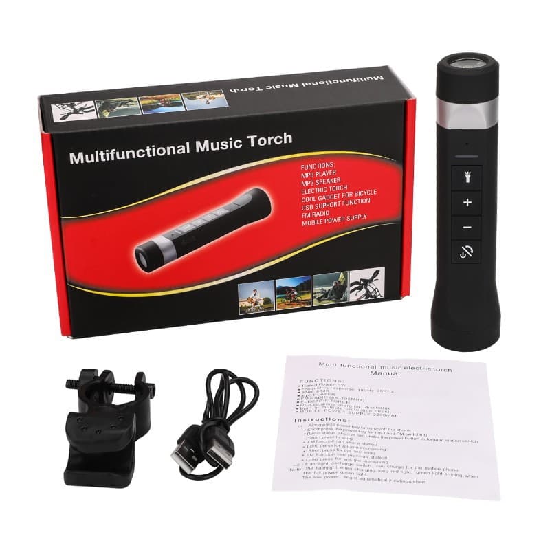 Outdoor Bicycle Flashlight Bluetooth Speaker, Power Bank MP3 Wireless Audio, Phone Hands-Free Call Speaker