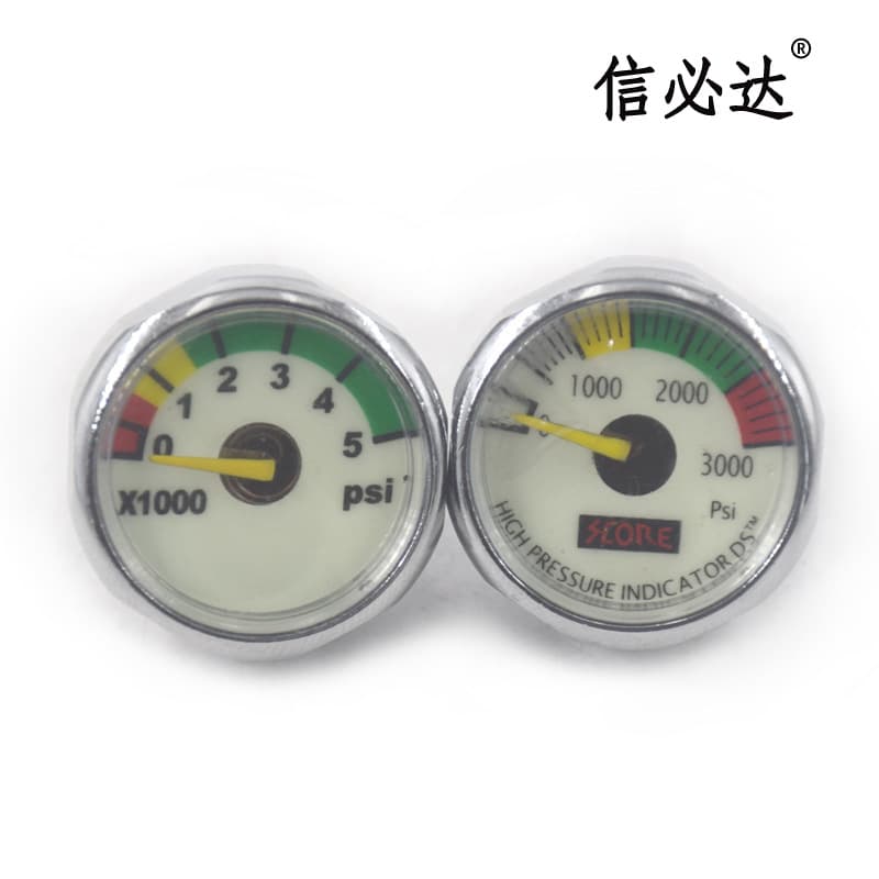 Mini Pressure Gauge 25mm Diameter Luminous High Pressure Small Gauge 1500-6000psi Export Quality Diving Oxygen Cylinder