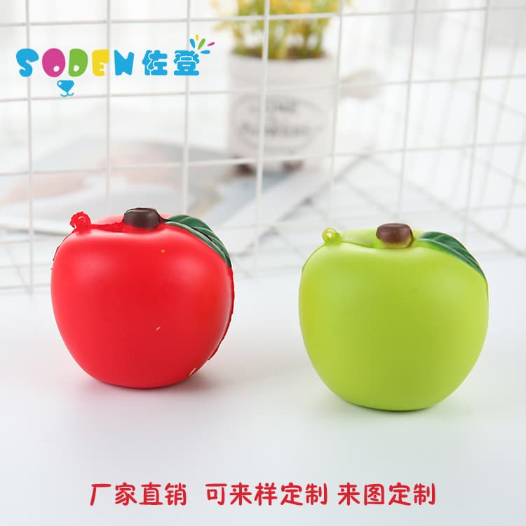 Apple squishy slow rebound soft toy, simulated scented fruit pinch fun, foam bread ornament