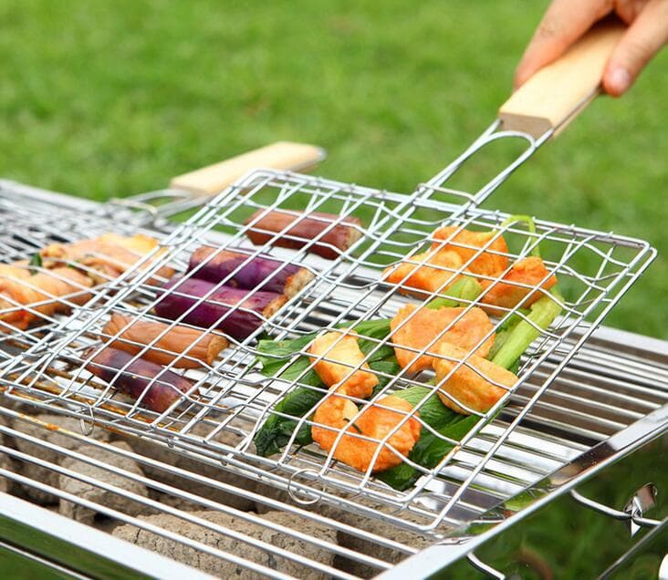 Quad Burger Meat Clips, Fish Grill Clips, BBQ Grill Net, Wire BBQ Rack, Double Fish Clip Bread Clip, Meat Clips