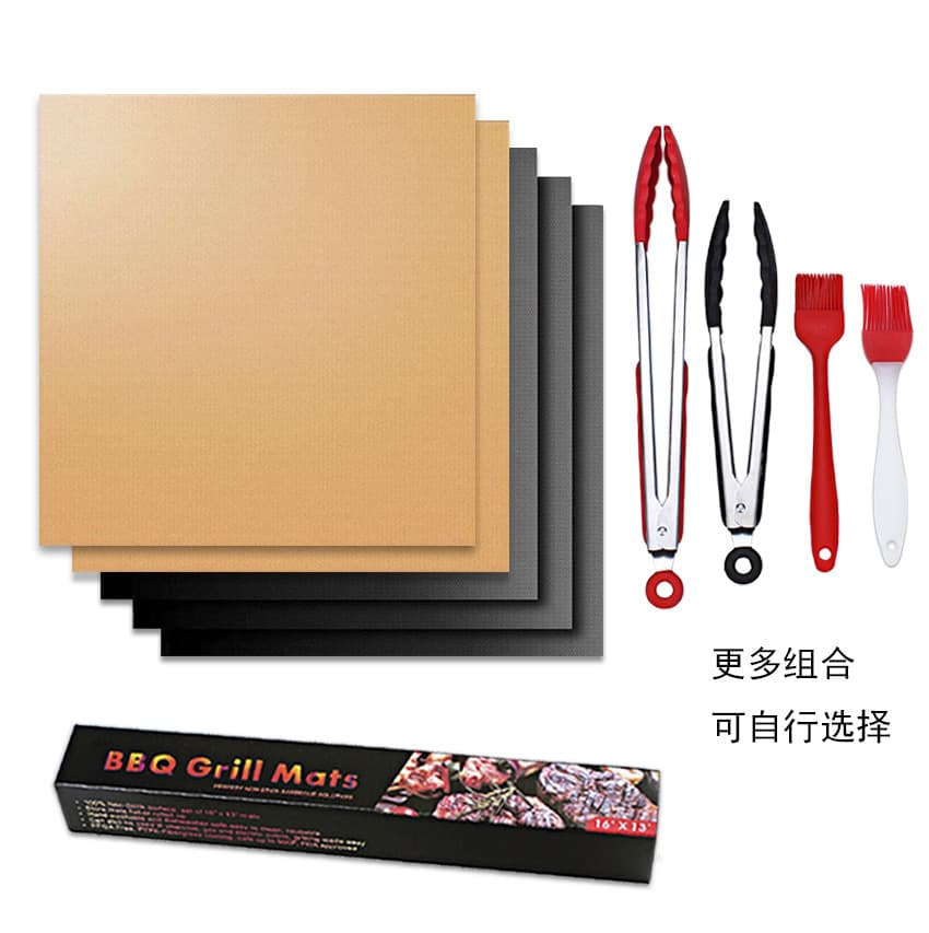 Oven Mat, Fiberglass Non-Stick High-Temperature BBQ Grill Mat Set, Black Copper Outdoor Teflon Mat