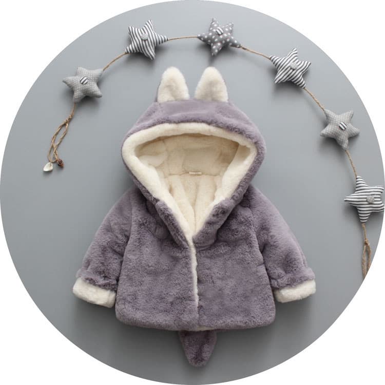 New children's thickened faux fur sweater coat with a small tail for boys and girls, dropshipping available.