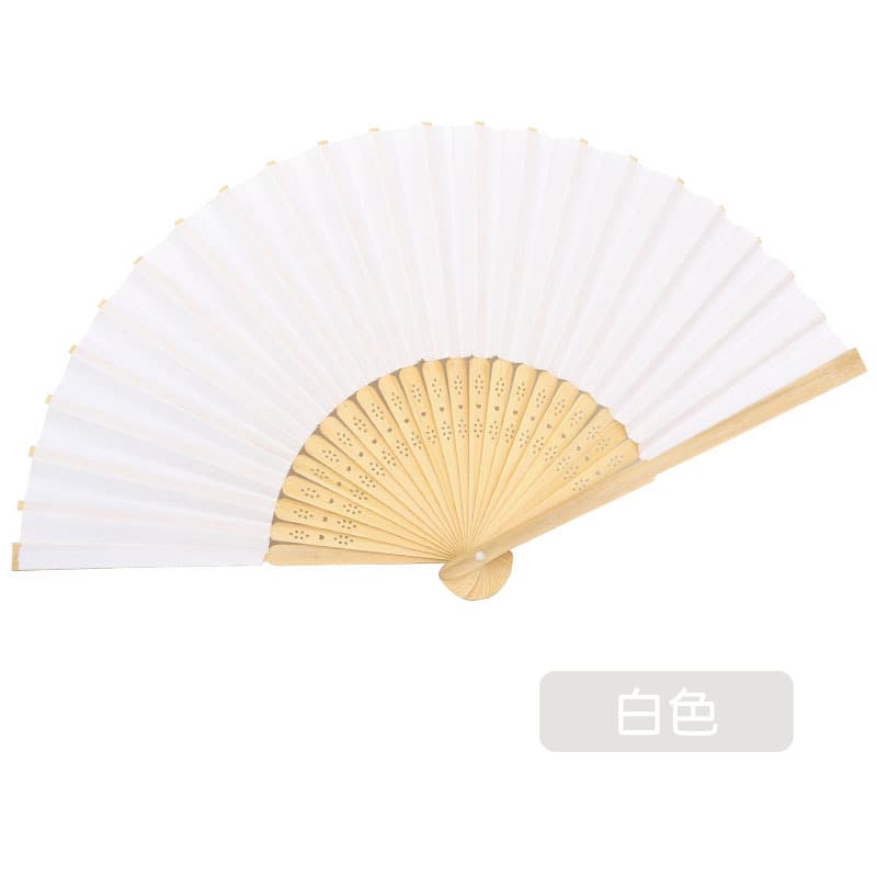 Colorful Paper Fan Blank Folding Fan for Kids Kindergarten DIY Craft Material Solid Color Folding Fan Bamboo Fan with Logo Printing and Engraving