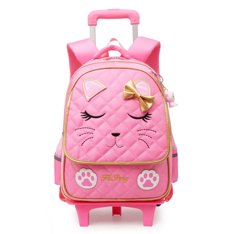 Children's Two or Three Wheels Trolley School Bag Primary School Girl Grade 1-6 Backpack Detachable Waterproof School Bag