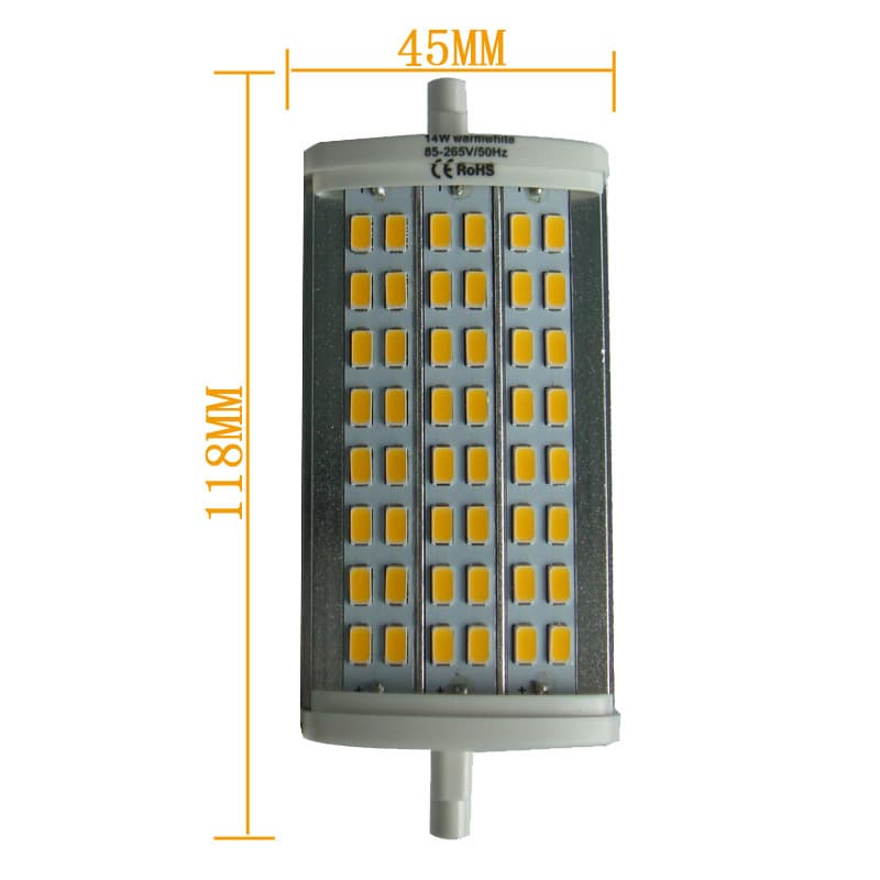 CE RoHS Certified 2-Year Warranty Dimmable R7S 14W SMD5630 118mm LED Bulb Replacement for J118 Warm White 3000K Natural White 4000K Cold White 6000K