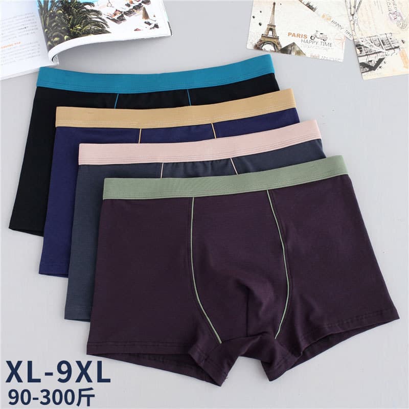 Men's Cotton Underwear Plus Size Big Guy Boxer Briefs Breathable 3D Seamless Sexy Youth Cotton Red Boxers