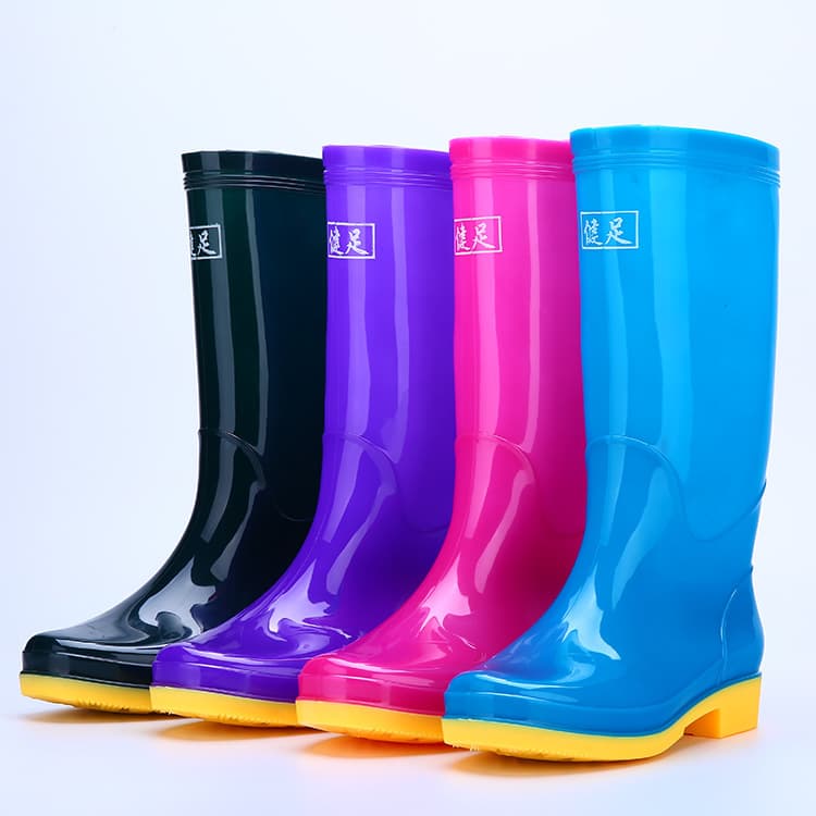 Adult High-Top Anti-Slip Waterproof Kitchen Work Rain Boots Fleece Lined Labor-Saving Market Solid Color Rain Shoes For Women