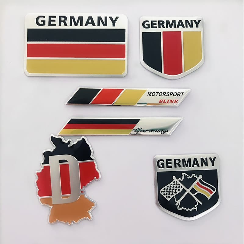 Wholesale British, American and German flag car stickers, metal 3D aluminum alloy car stickers set, three-dimensional car logo car stickers