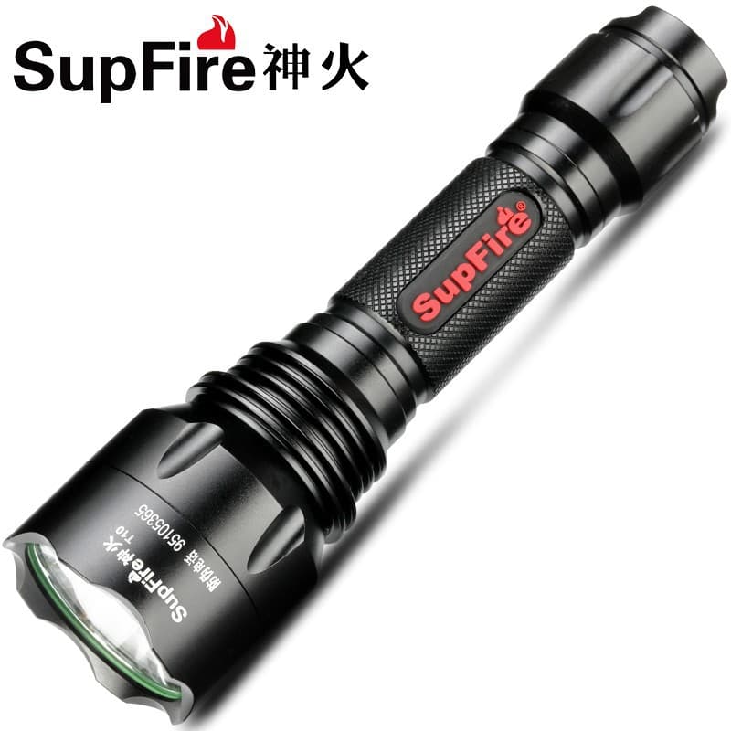Wholesale SupFire fire flashlight T10 outdoor self-defense riding night fishing T6 LED flashlight rechargeable