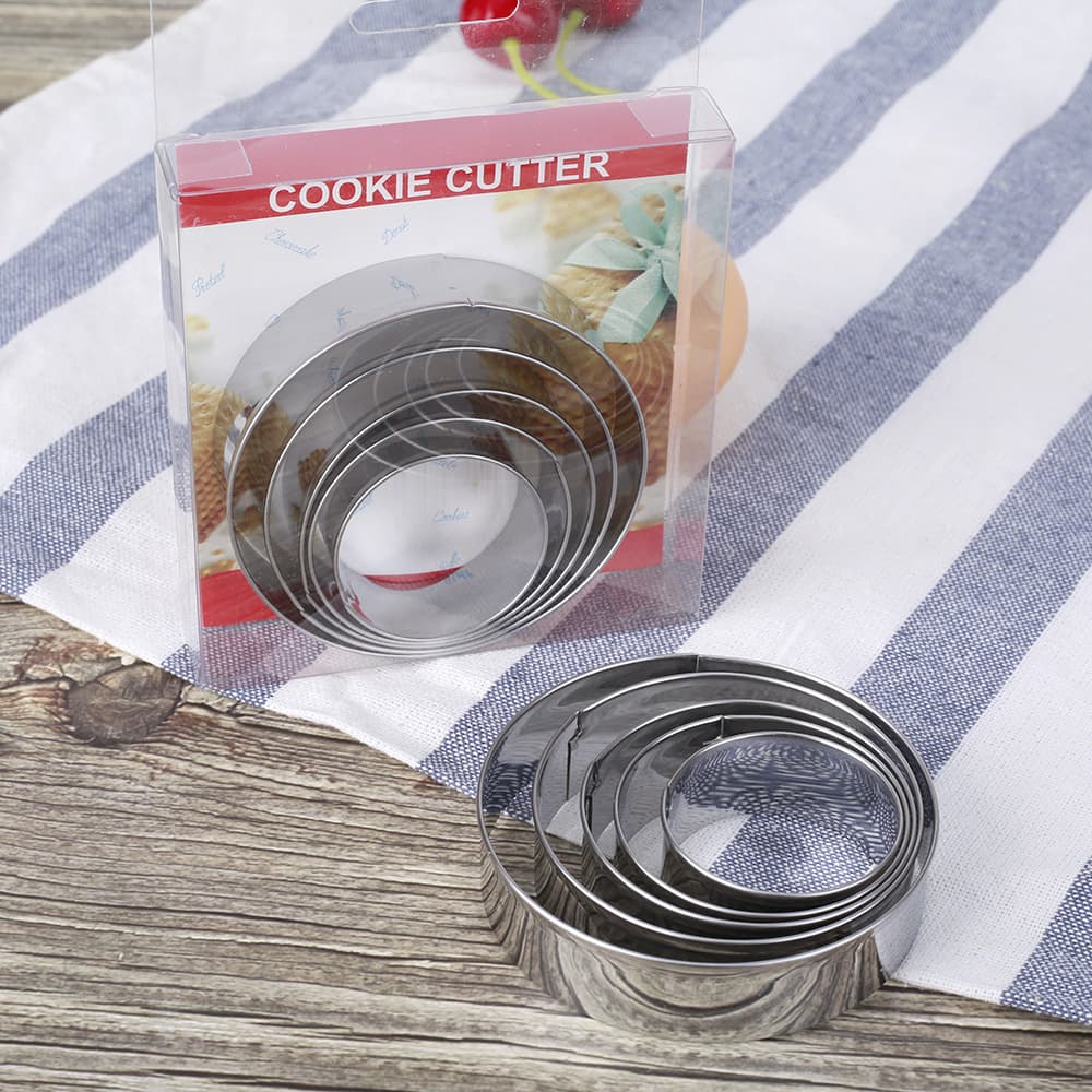 in stock Baking Tools Round Food Stainless Steel Biscuit Mold DIY Cake PVC Boxed DIY Biscuit Mold