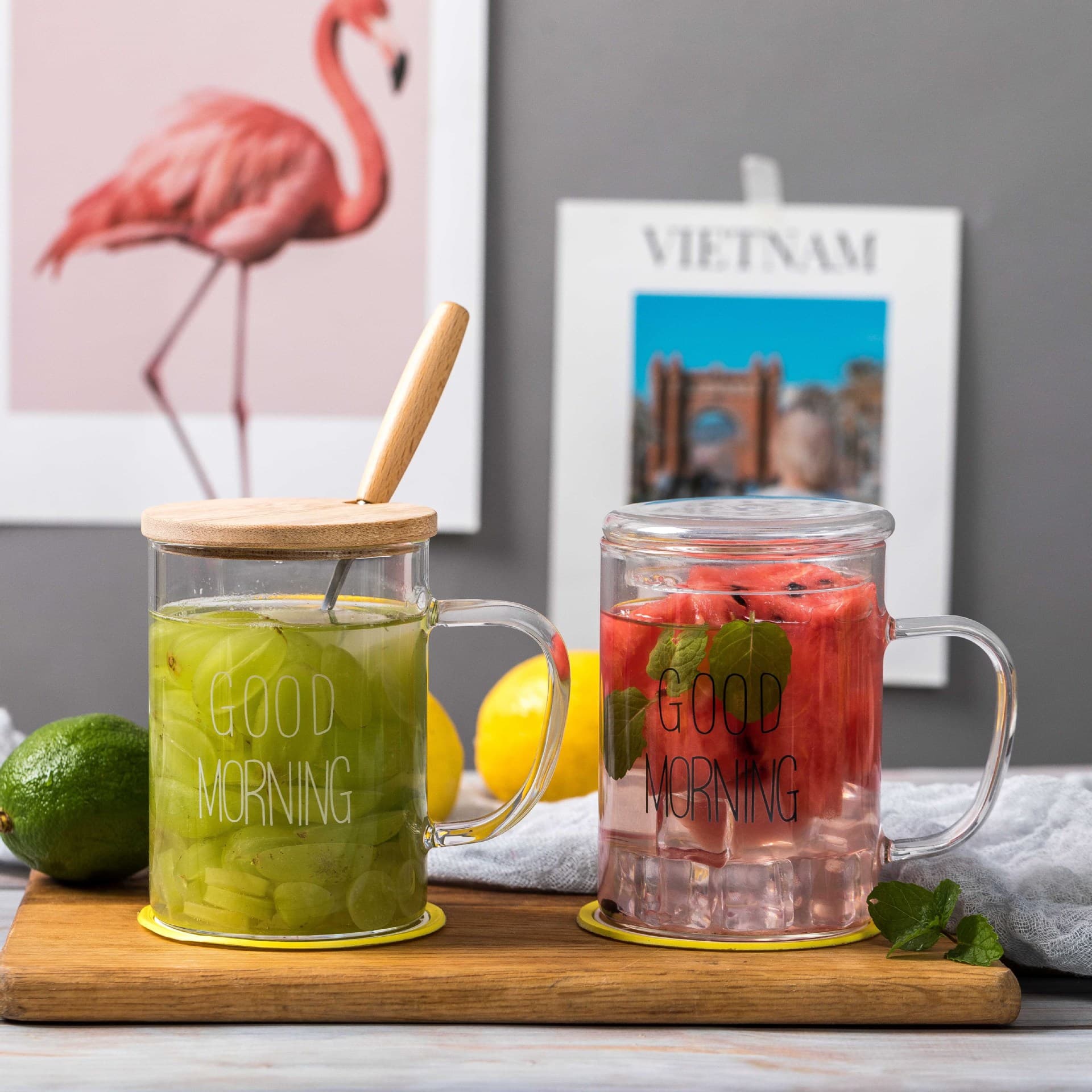 INS Nordic Glass Cup for Women, Good Morning Breakfast Cup, Milk Cup, Student Cup