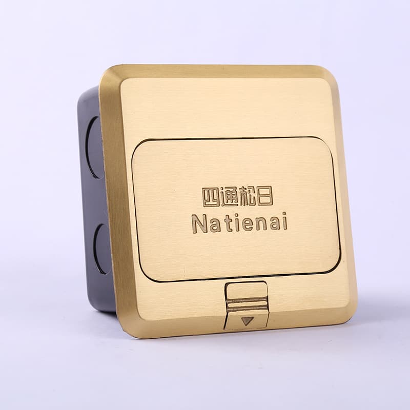 Full Copper Floor Socket Quick/Slow Pop-Up Sitong Songri Pop-Up Champagne Gold Waterproof Ground Outlet Five-Hole Floor Socket