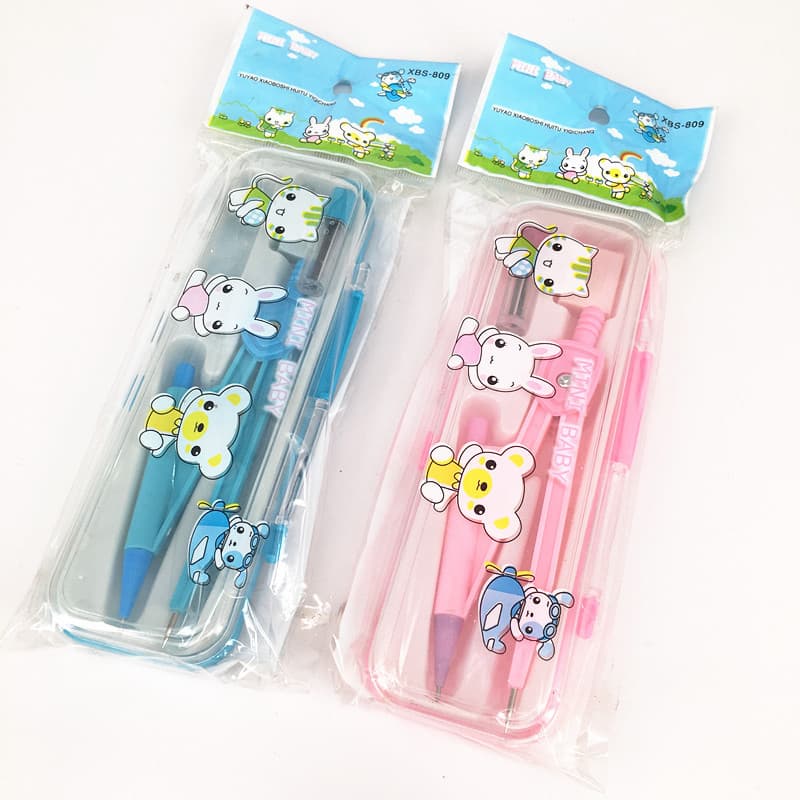 Combination student compass, classic 3-piece compass stationery set, wholesale, plastic box packaging, 809 compass, available from two-yuan stores.