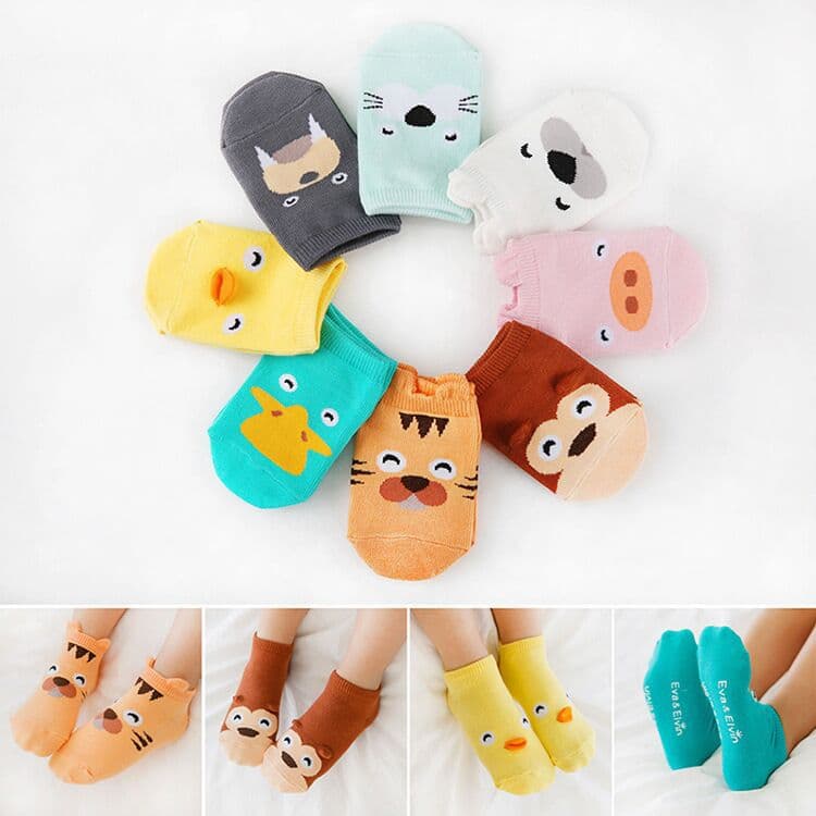 Animal Party 3D Boat Socks, New Korean Style Cartoon Children's Poly-Cotton Baby Anti-Slip Floor Socks C002
