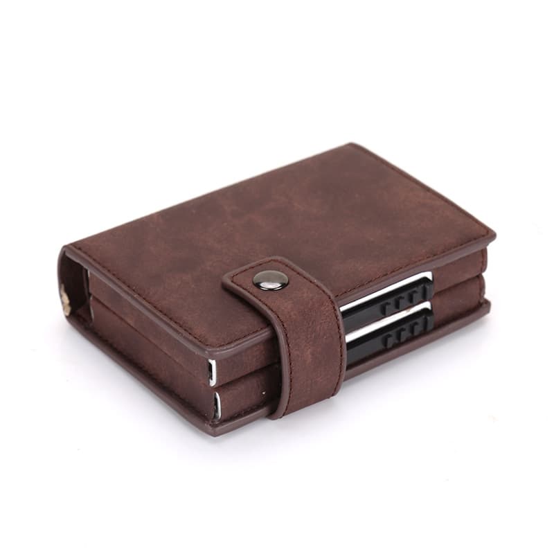 Multi-function Wallet RFID Credit Card Case Side Push Card Holder Dual Card Slot Anti-theft Design Access Card Meal Card