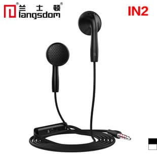 IN2 universal headset stereo flat ear mobile phone headset round wire with mic headset earbuds wholesale