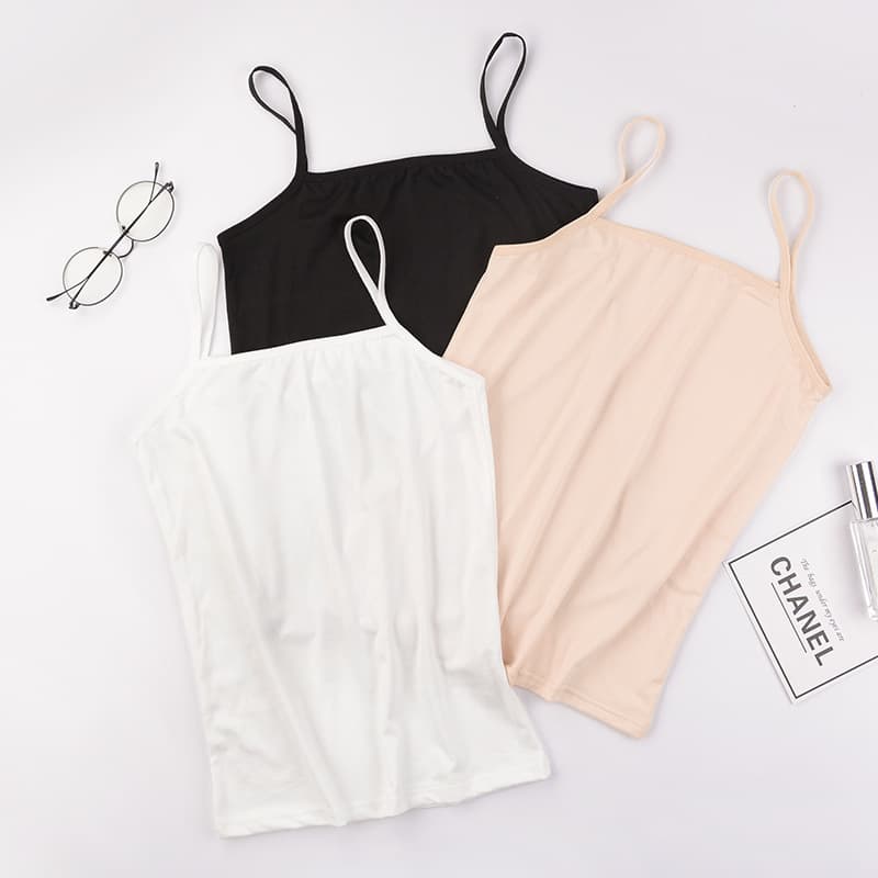 [Individual Piece Pack] Women's Summer Camisole Vest, Off-the-Shoulder Solid Color Tank Top for Students, Summer