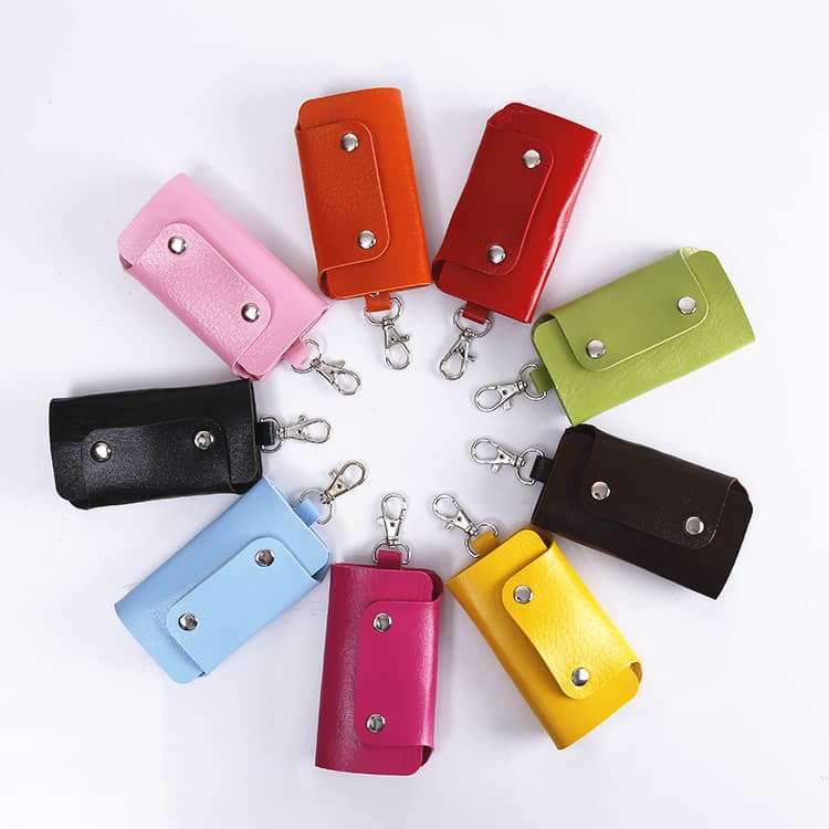 Factory Direct Wholesale PU Key Pouch New Solid Color Bank/Corporate Promotion Keychain Custom Logo Printing