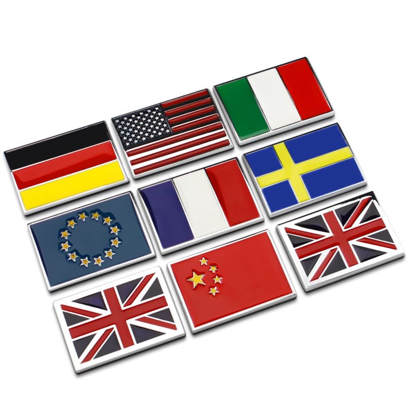 Car Vehicle UK France Germany Italy China Flag Car Emblem Metal Body Sticker Decorative Sticker