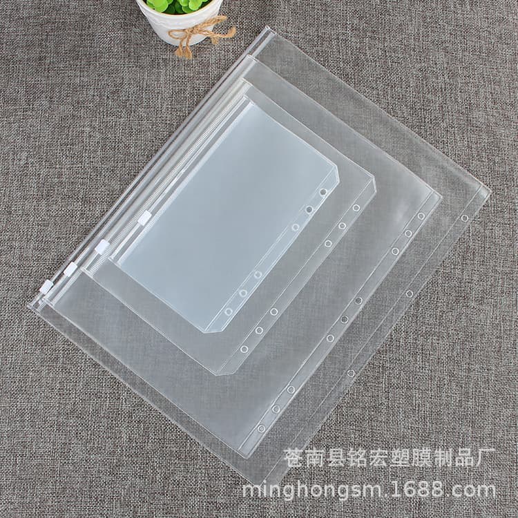 A4 A5 A6 B5 Factory Direct Supply Multi-Spec 6-Hole Ring Binder Notebook Zipper Bags, Receipt Notebooks, PVC Storage Bags
