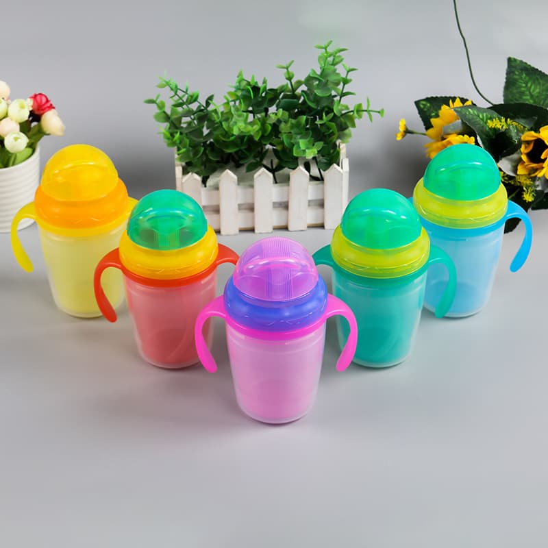 Double-walled insulated straw cup, baby sippy cup, leak-proof cup, dual-purpose cup for children, double-walled straw cup