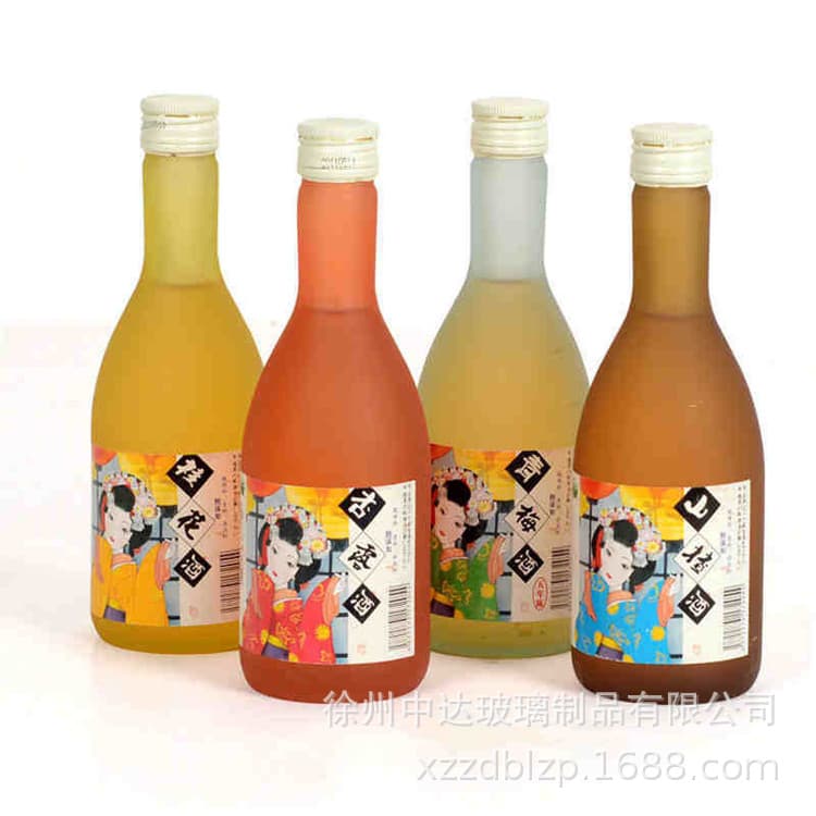 Factory wholesale 350ml frosted green plum wine bottle creative glass rice wine bottle enzyme bottle 300ml sake bottle hot sale