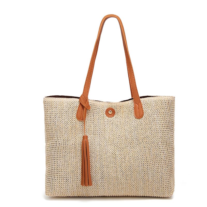 Women's Fashionable Simple Beach Straw Woven Shoulder Bag 2023 New Style Export Trade Handbag Single Shoulder Bag For Ladies