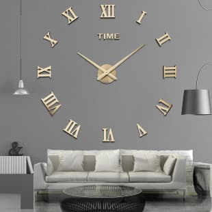 3D Roman Numerals Large Wall Clock Creative Living Room Bedroom Clock Modern Simple Wall Sticker Clock Wholesale