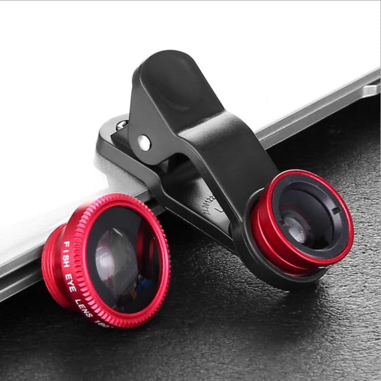 Factory Stock Tri-Lens Set: Wide Angle, Macro, and Fisheye Phone Lenses with Clip-On External Camera