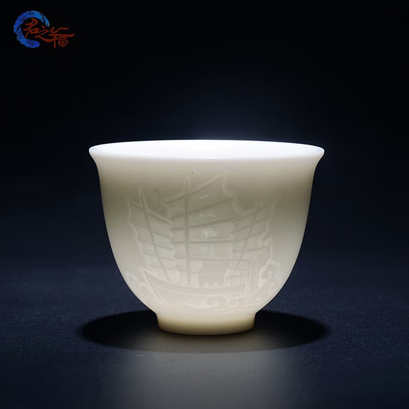 Dehua White Porcelain Lard Jade Teacup Unglazed Ceramic Tea Cup Gongfu Tea Set Host Cup Personal Single Cup Drop Shipping