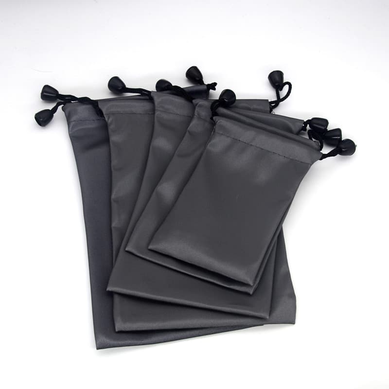 Waterproof Flannel Power Bank Storage Bag, Phone Charger Pouch, Selfie Stick Drawstring Gray Waterproof Flannel Bag