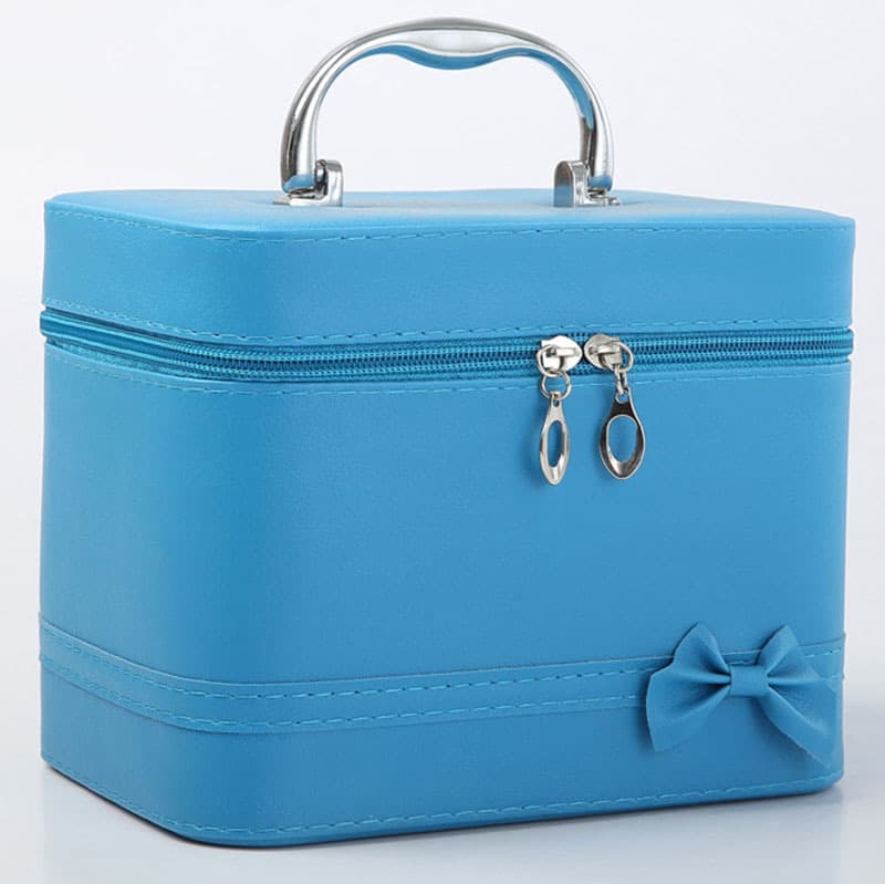 E new large bow square portable cosmetic bag fashionable pu waterproof portable cosmetic case factory direct sale 520