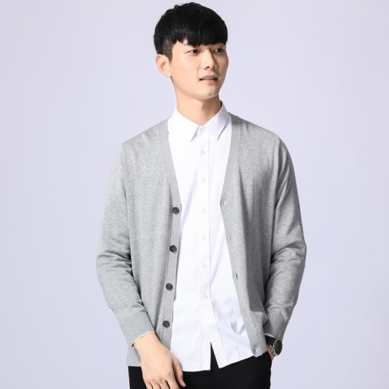 2025 Autumn/Winter New Men's Korean Style Slim Fit Knit Cardigan Long Sleeve V-Neck Casual Fashion Outerwear