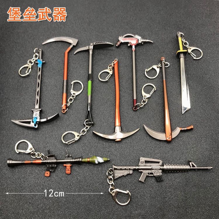 Fortnite Keychain FORTNITE Prop Pickaxe Head Pendant Alloy Weapon Model