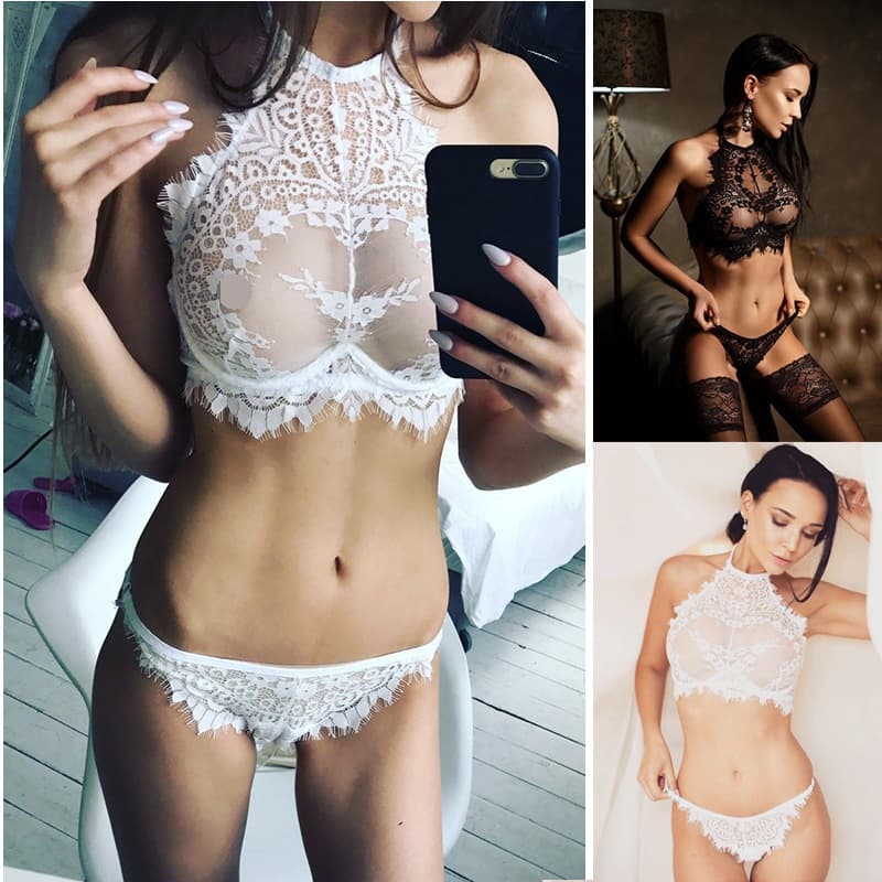 Amazon European and American three-point sexy suit sexy eyelashes lace sexy lingerie batch T1011