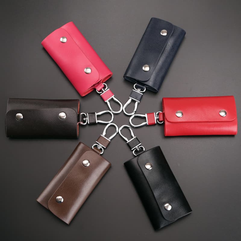 New Genuine Leather Men's Key Bag Men's Genuine Leather Waist Hanging Car Key Bag Women's Fashion Large Capacity Key Bag