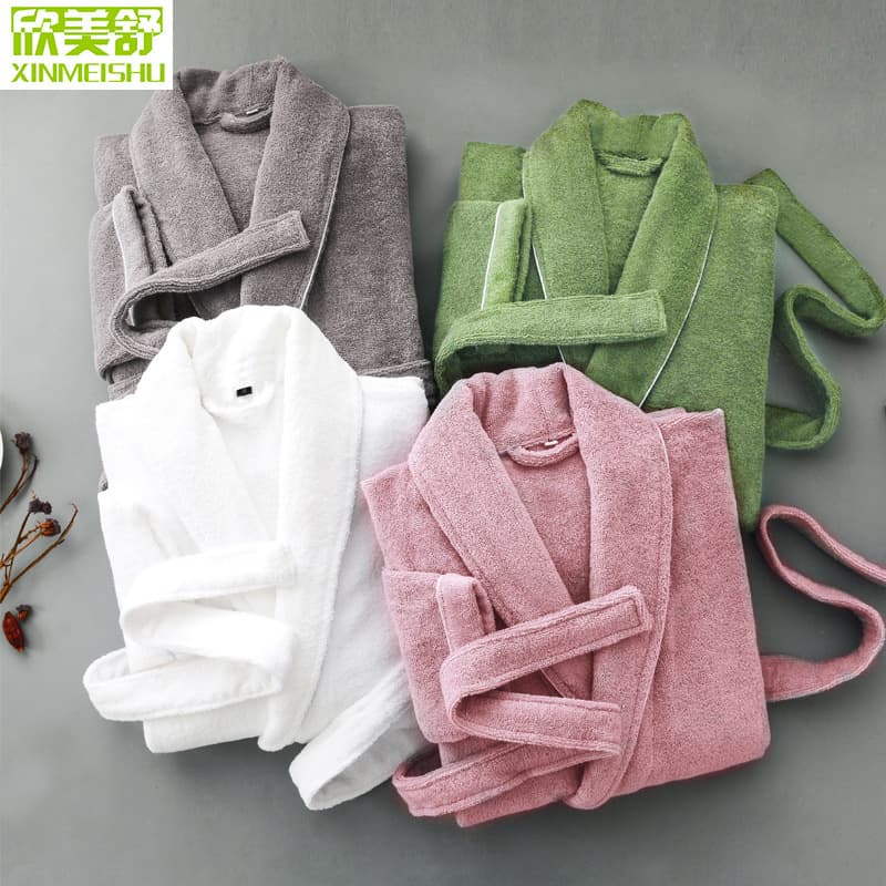 Five-Star Hotel Pure Cotton Bathrobe Winter Towel Material Thickened Cotton Men and Women Couple Absorbent Beauty Salon Bathrobe