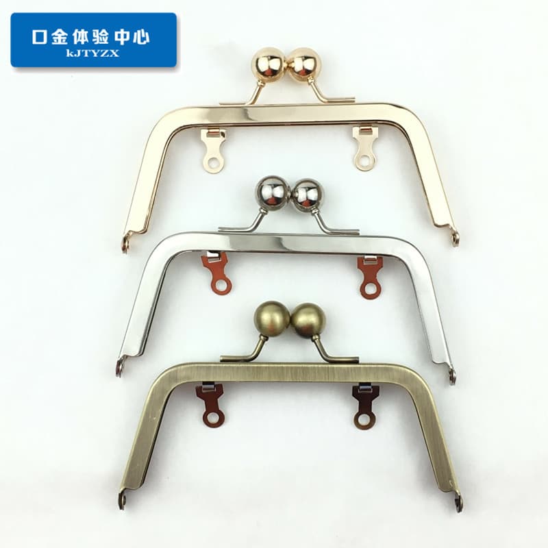 Silver Color 14cm Trapezoidal No-Hole Bead Head Snap Wallet Hinge Bag Accessories Gold Color Iron Material Wallet Hinges