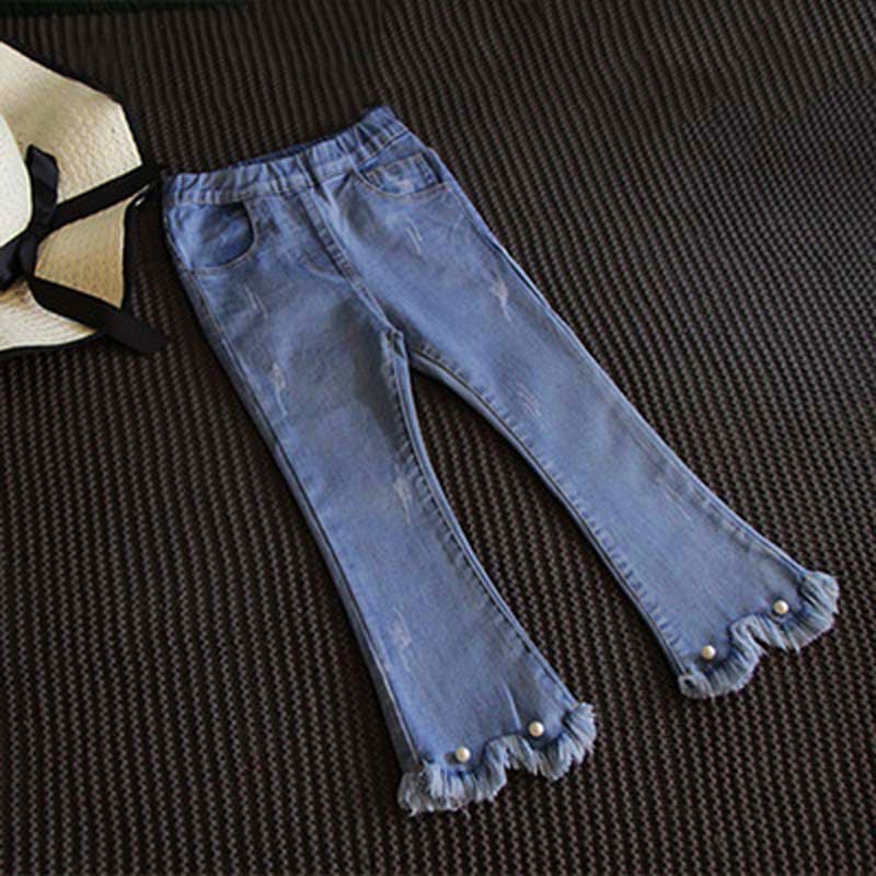 Girls' Pearl Flared Jeans Children's Denim Pants