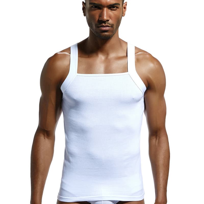 Men's New Solid Color Screw Thread Cotton Vest Sexy High Elasticity Close Fit Sweat Absorbent Undershirt Single Vest For Men