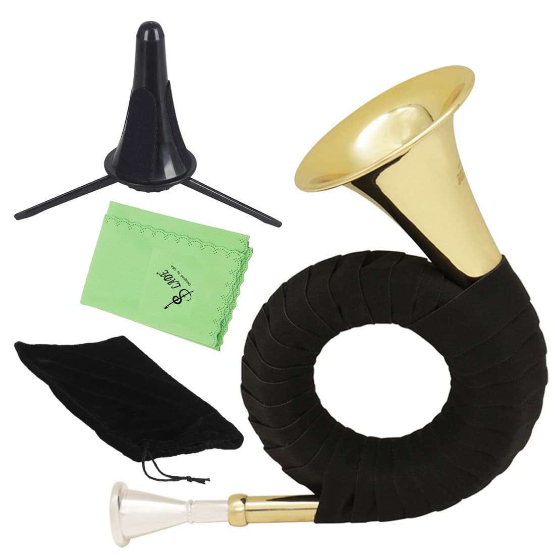 Mini Golden Tone DGBb Trumpet Copper Pipe Hunting Horn with Stand Music Instrument for African European South American Sales