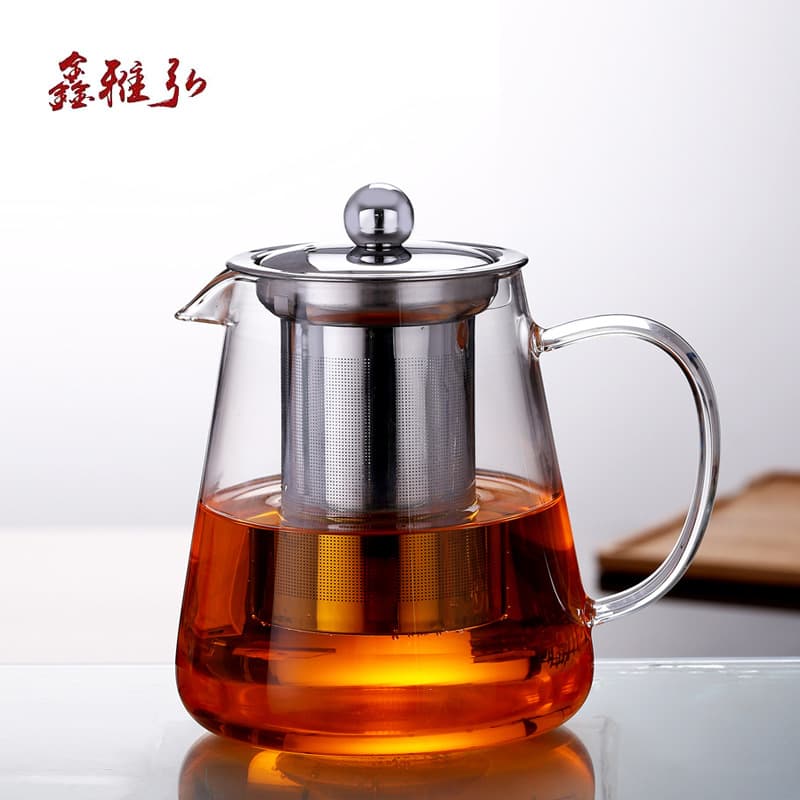 Glass Teapot for Brewing Tea, with Stainless Steel Filter for Tea Separation, Glass Kettle for Boiling Tea, Kung Fu Tea Set