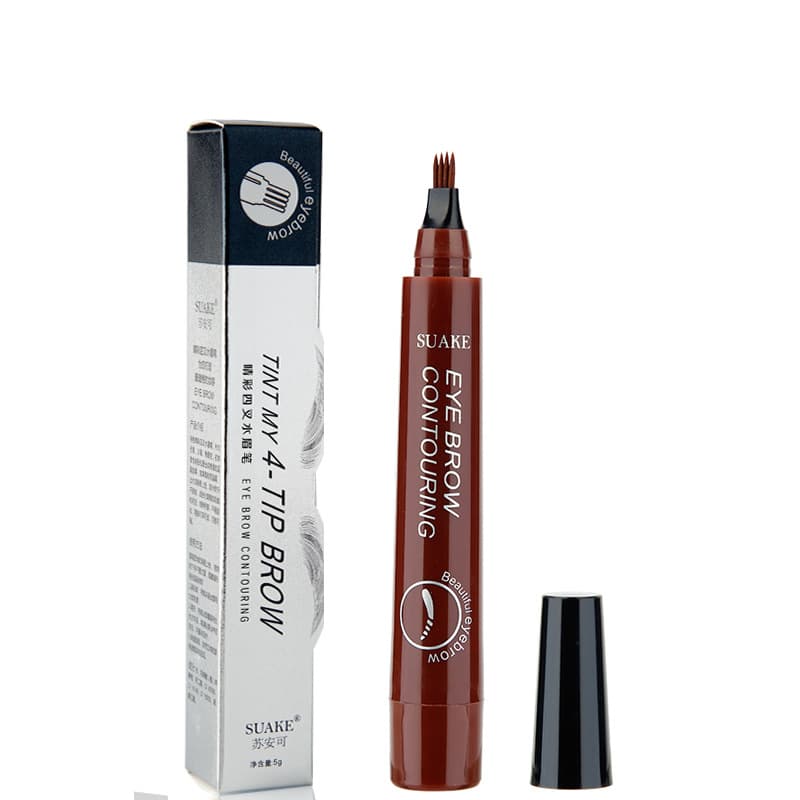 Cross-border SUAKE Microblade Eyebrow Pencil with Four-Prong Tip, Waterproof Eyebrow Pencil, Split Tip, Smudge-Resistant, Long-Lasting Four-Head Eyebrow Pencil