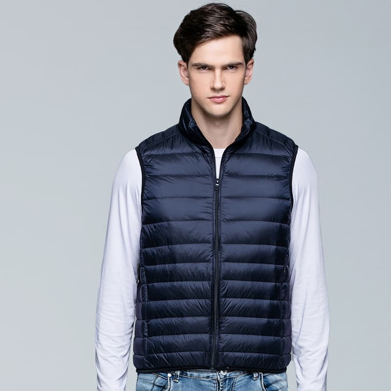 2025 Autumn/Winter New Lightweight Down Vest, Men's Stand Collar White Duck Down Vest, Down Waistcoat Manufacturer Wholesale