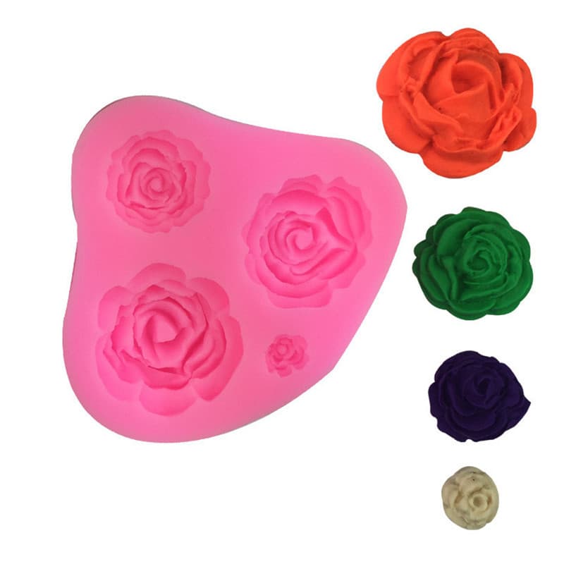 Silicone Mold for Baking Chocolate Sugar Art Rose Flower 4 Piece Set Cake Decoration Tool Irregular Shape Kitchen Tool